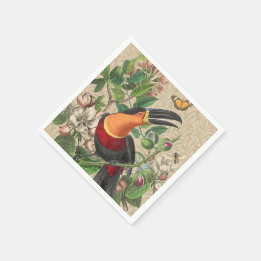 Toucan Oerwoud Tropical Bird Mooi Antiek Servet (Hoek)