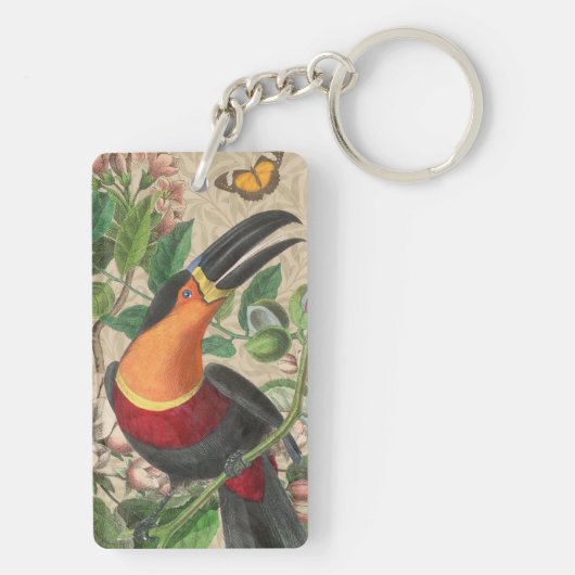 Toucan Oerwoud Tropical Bird Mooi Antiek Sleutelhanger (achterkant)