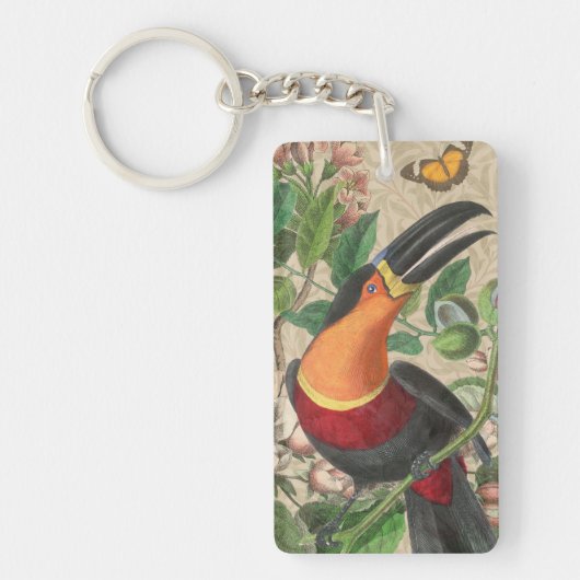 Toucan Oerwoud Tropical Bird Mooi Antiek Sleutelhanger (Voorkant)
