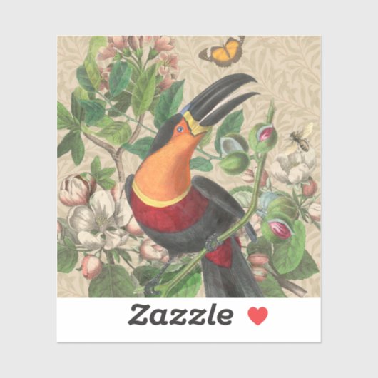 Toucan Oerwoud Tropical Bird Mooi Antiek Sticker (Vel)