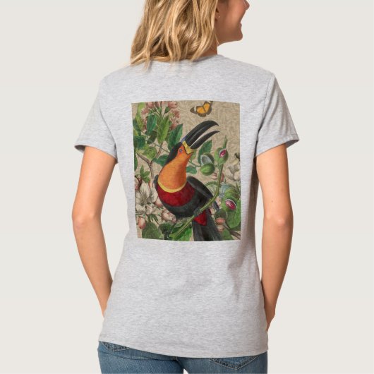 Toucan Oerwoud Tropical Bird Mooi Antiek T-shirt (Achterkant)