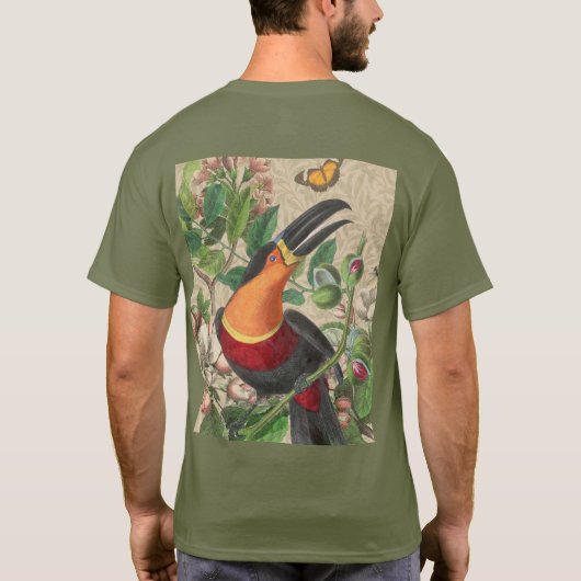 Toucan Oerwoud Tropical Bird Mooi Antiek T-shirt (Achterkant)