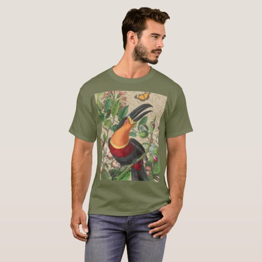 Toucan Oerwoud Tropical Bird Mooi Antiek T-shirt (Voorkant volledig)