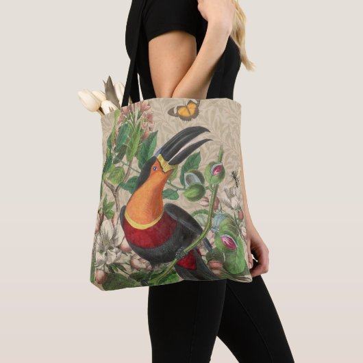 Toucan Oerwoud Tropical Bird Mooi Antiek Tote Bag (Dichtbij)