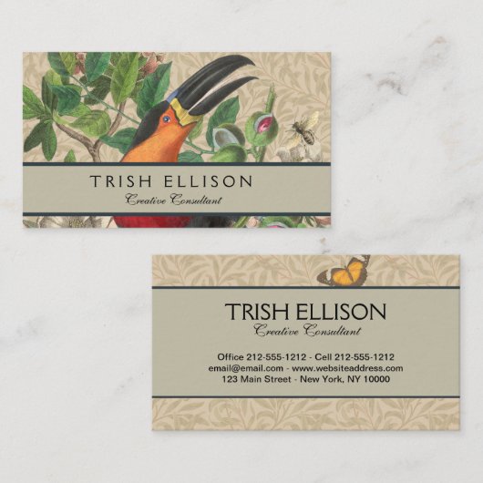 Toucan Oerwoud Tropical Bird Mooi Antiek Visitekaartje (Voorkant / Achterkant)