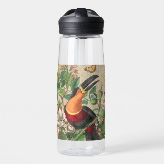 Toucan Oerwoud Tropical Bird Mooi Antiek Waterfles (Voorkant)
