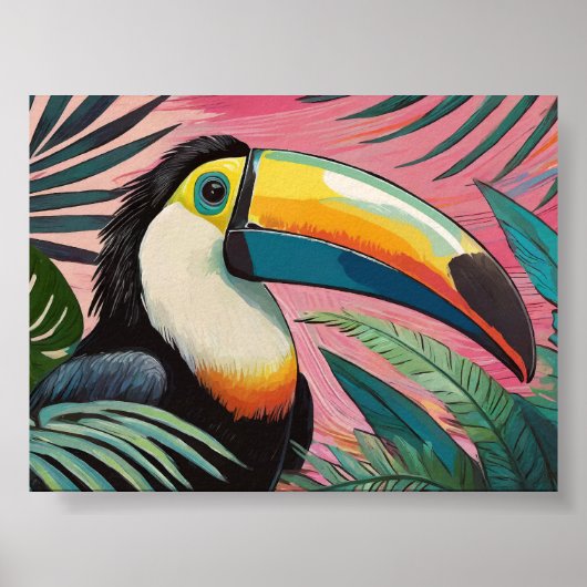 Toucan olieverfschilderij Roze muurkunst Poster (Voorkant)