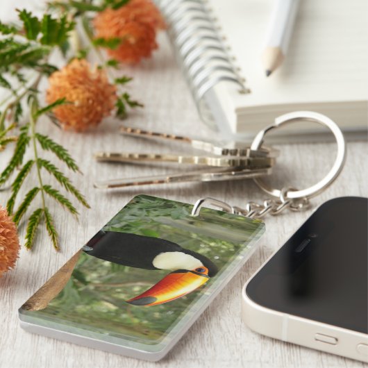 Toucan op boomtak sleutelhanger (Voorkant Rechts)