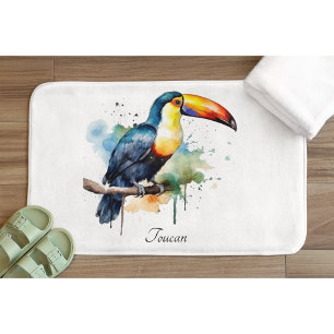 Toucan op tak aquarel kunst, op maat gemaakt badmat