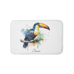 Toucan op tak aquarel kunst, op maat gemaakt badmat