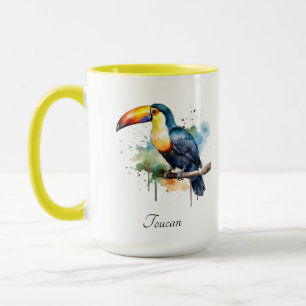 Toucan op tak aquarel kunst, op maat gemaakt mok