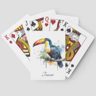 Toucan op tak aquarel kunst, op maat gemaakt pokerkaarten