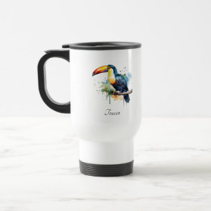 Toucan op tak aquarel kunst, op maat gemaakt reisbeker