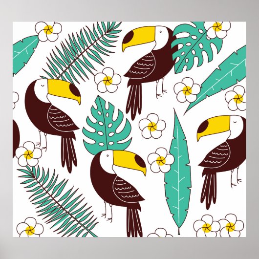 Toucan orchidee palmpatroon poster (Voorkant)