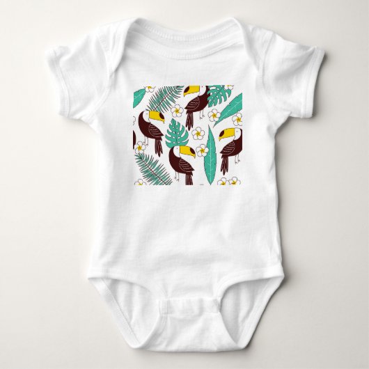 Toucan orchidee palmpatroon romper (Voorkant)