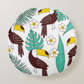 Toucan orchidee palmpatroon rond kussen