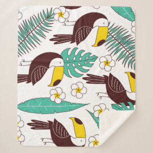 Toucan orchidee palmpatroon sherpa deken