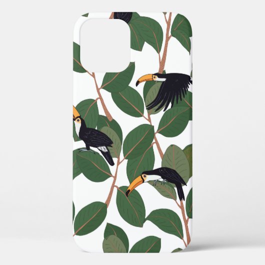 Toucan papegaaien met ficuspalmbladeren naadloos Case-Mate iPhone case (Achterkant)