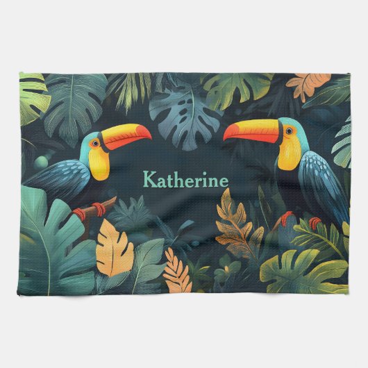 Toucan Paradise:  ontwerp Theedoek (Horizontaal)