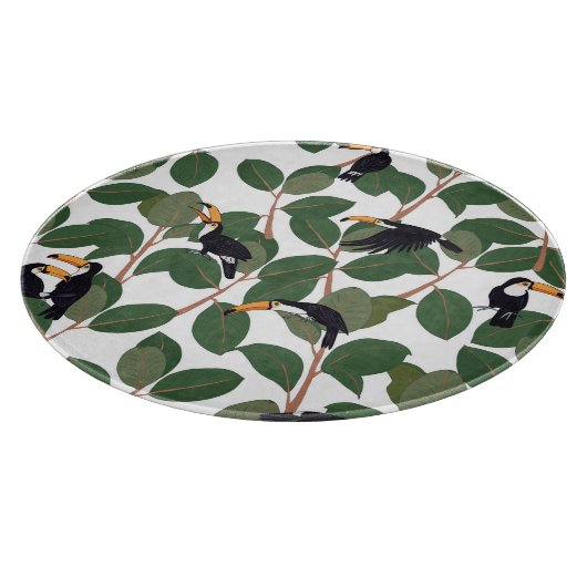 Toucan Parrot en Ficus:  elegantie. Snijplank (Hoek)