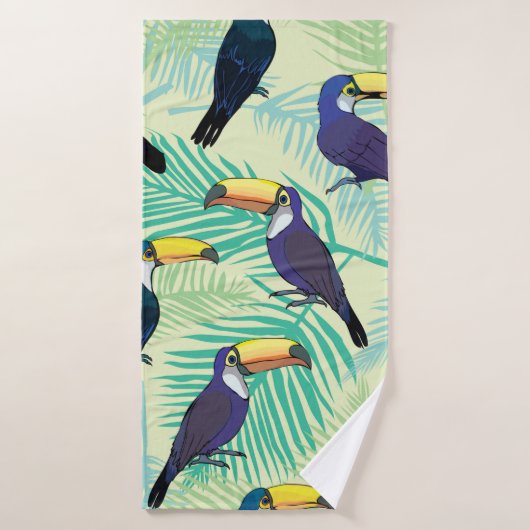 toucan patroon, , illustratie badhanddoek (Badhanddoek)