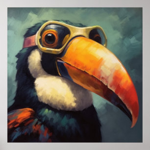 Toucan Piloot Vintage Aviator Grafisch Poster