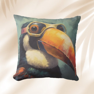 Toucan Piloot Vintage Vliegenier Grafisch ontwerp Kussen