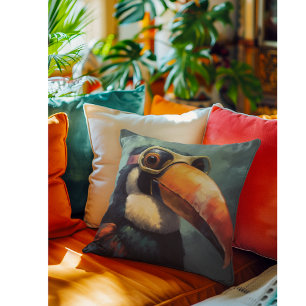 Toucan Piloot Vintage Vliegenier Grafisch ontwerp Kussen
