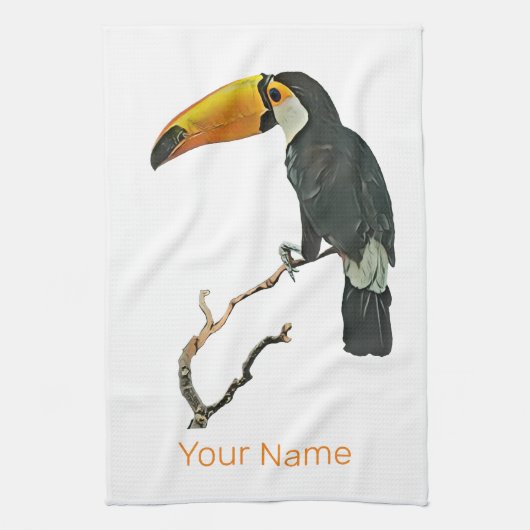 Toucan Portret Dier Tropische Vogel Ontwerp Theedoek (Verticaal)