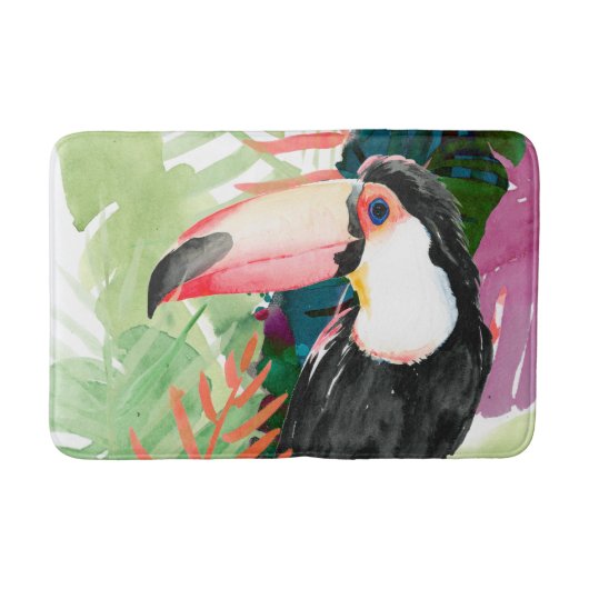 Toucan-portret met tropische bladeren badmat (Voorkant)