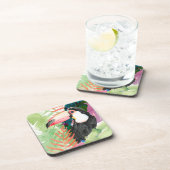 Toucan-portret met tropische bladeren bier onderzetter (Rechterzijde)