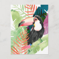Toucan-portret met tropische bladeren