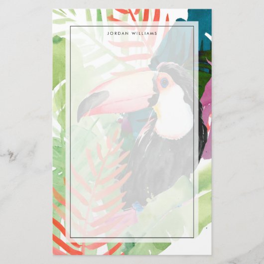 Toucan-portret met tropische bladeren briefpapier (Voorkant)