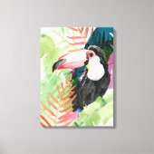 Toucan-portret met tropische bladeren canvas afdruk (Voorkant)