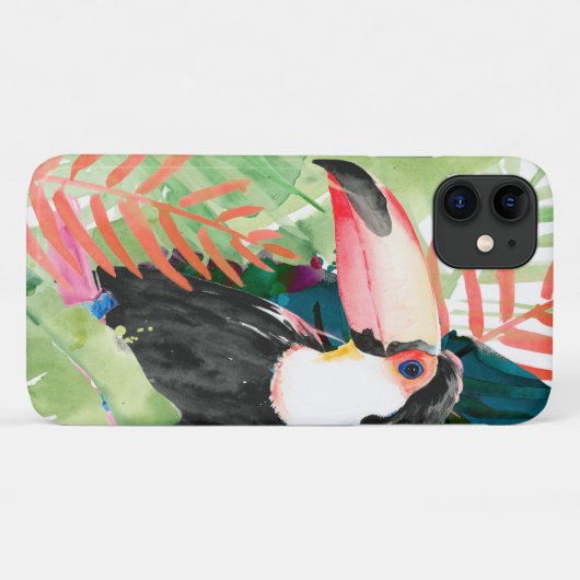 Toucan-portret met tropische bladeren Case-Mate iPhone case (Achterkant (horizontaal))