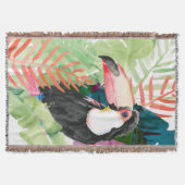 Toucan-portret met tropische bladeren deken (Voorkant)