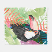 Toucan-portret met tropische bladeren fleece deken (Voorkant (Horizontaal))