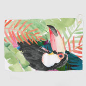 Toucan-portret met tropische bladeren golfhanddoek (Horizontaal)