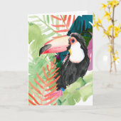 Toucan Portret met tropische bladeren Kaart (Gele Bloem)