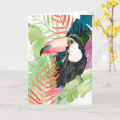 Toucan Portret met tropische bladeren Kaart (Gele Bloem)