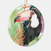 Toucan-portret met tropische bladeren keramisch ornament (Links)