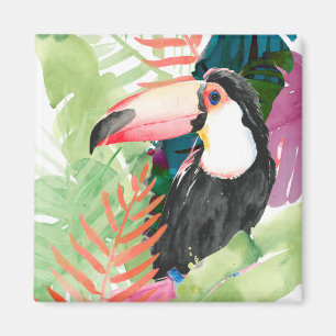 Toucan-portret met tropische bladeren magneet
