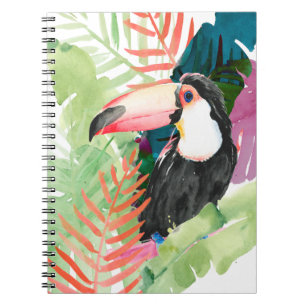 Toucan-portret met tropische bladeren notitieboek
