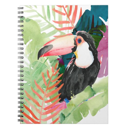 Toucan-portret met tropische bladeren notitieboek (Voorkant)