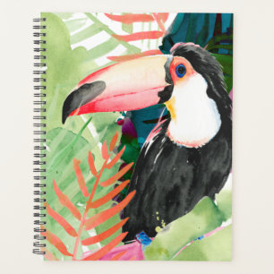 Toucan-portret met tropische bladeren planner