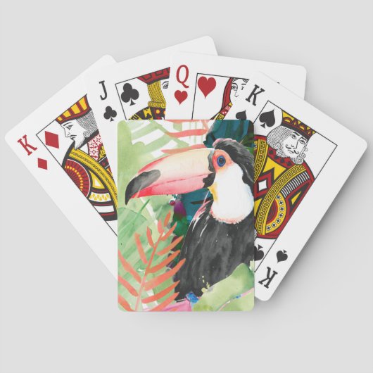 Toucan-portret met tropische bladeren pokerkaarten (Achterkant)
