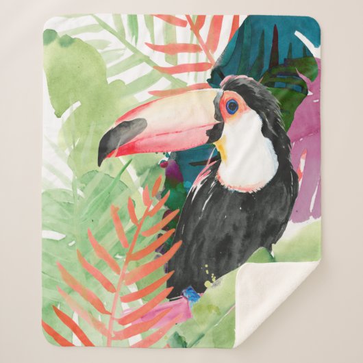 Toucan-portret met tropische bladeren sherpa deken (Voorkant)