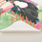 Toucan-portret met tropische bladeren sherpa deken (3/4)