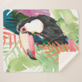 Toucan-portret met tropische bladeren sherpa deken (Voorkant (horizontaal))