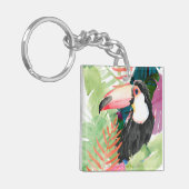 Toucan-portret met tropische bladeren sleutelhanger (Voorkant Links)